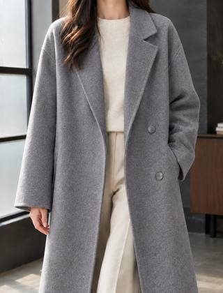 Delia-Grace Double Breasted Women's Coat - Grey