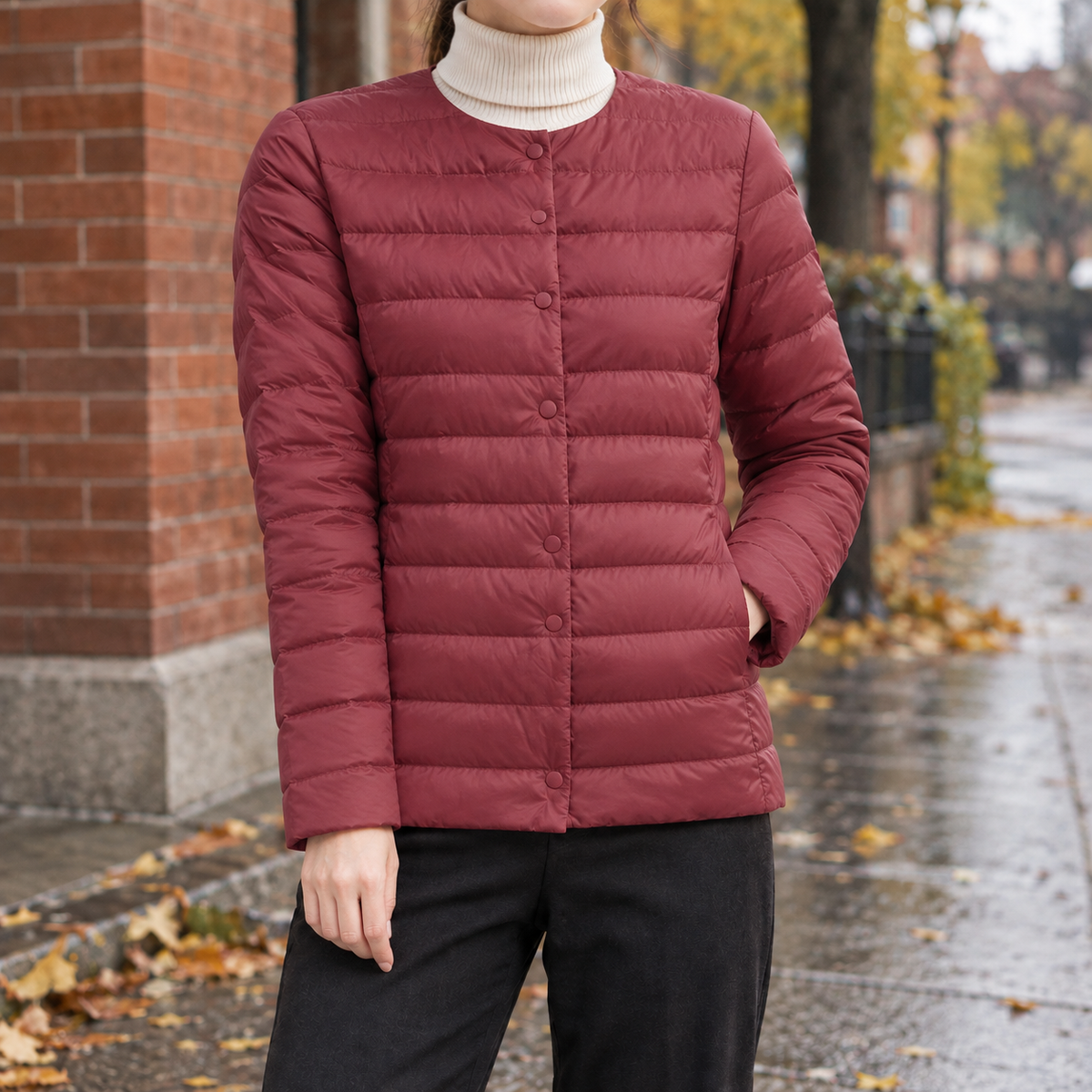 Oriane-Skye Quilted Women's Jacket - Wine Red