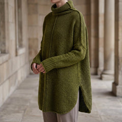 Women’s Cashmere-Blend Stacked-Collar Jumper in Army Green
