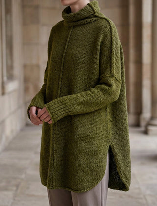Women’s Cashmere-Blend Stacked-Collar Jumper in Army Green