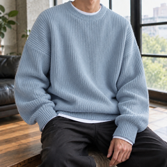 Knox Ribbed Men's Sweater - Light Blue