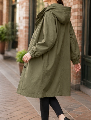 Zelda-Elise Hooded Women's Overcoat - Green