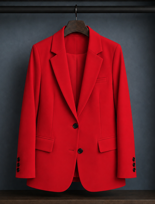 Women’s Two-Button Three-Pocket Tailored Blazer in Red