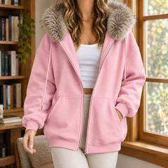 Ardith Plush Trim Women's Hoodie - Pink
