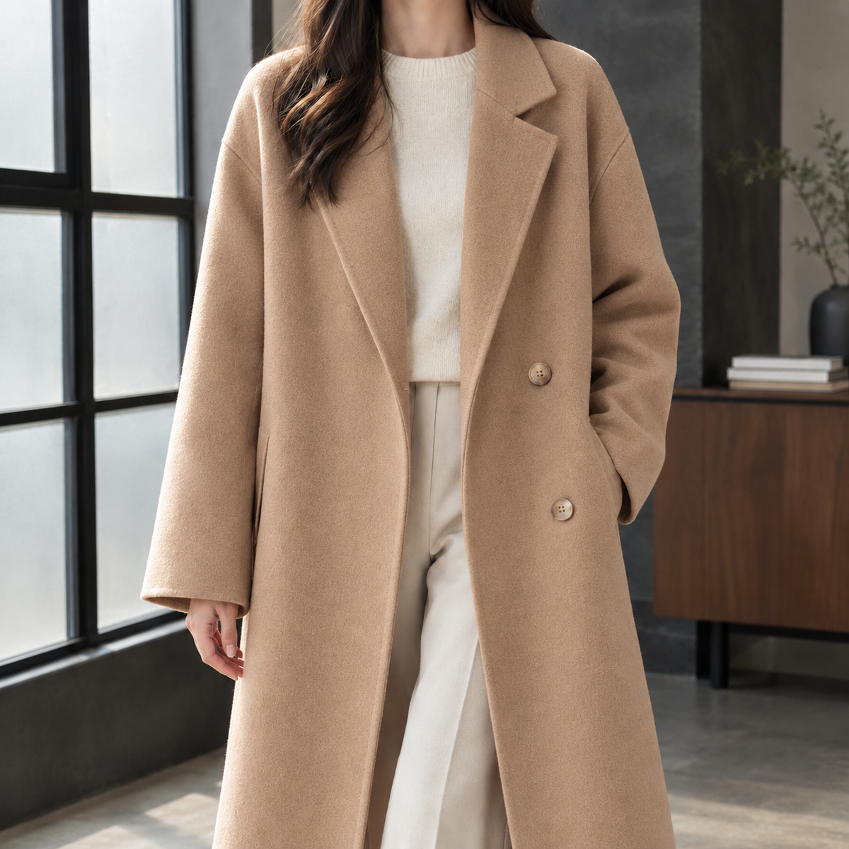 Delia-Grace Double Breasted Women's Coat - Camel