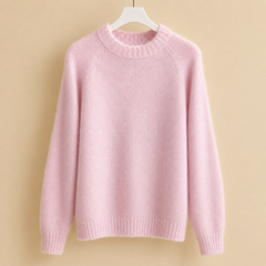 Women’s Brushed Raglan Crew-Neck Jumper in Pink