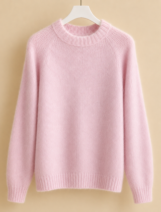 Women’s Brushed Raglan Crew-Neck Jumper in Pink