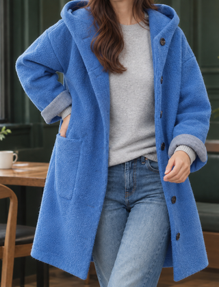Antonia-Sage Hooded Women's Coat - Blue