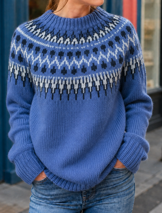 Women’s Fair Isle Yoke Knit Jumper in Blue