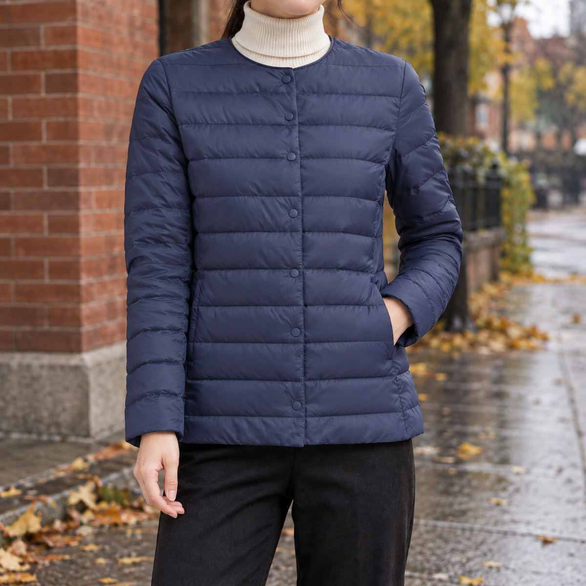 Oriane-Skye Quilted Women's Jacket - Navy Blue