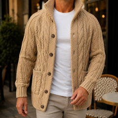 Caius Cable Knit Men's Sweater - Light Brown