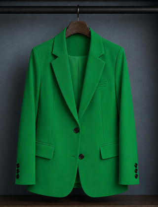 Women’s Two-Button Three-Pocket Tailored Blazer in Green