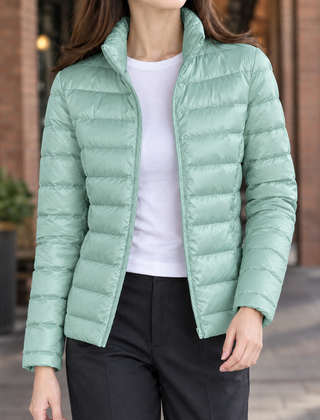Sibylla Soft Knit Women's Puffer Jacket - Pea Green