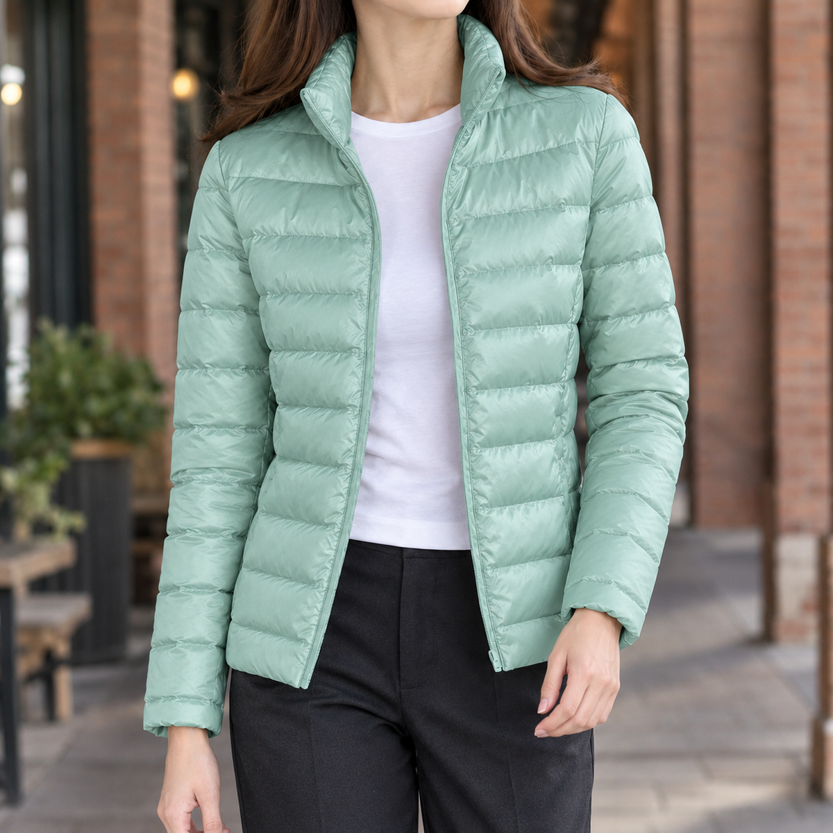 Sibylla Soft Knit Women's Puffer Jacket - Pea Green