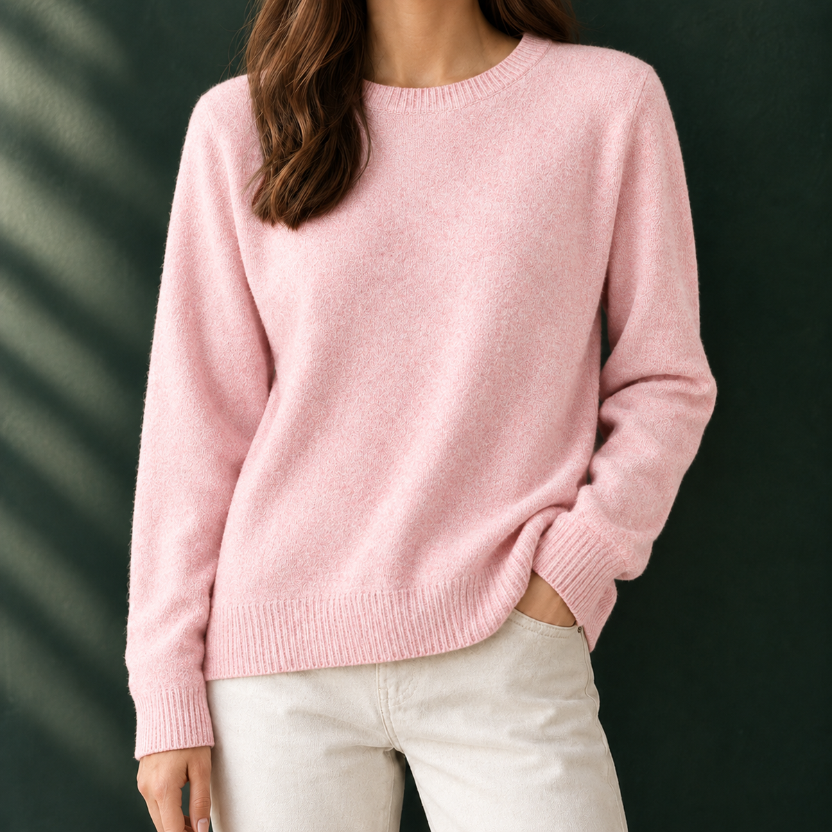 Nicole-Pearl Soft Knit Women's Sweater - Flower Pink
