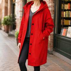 Zelda-Elise Hooded Women's Overcoat - Red