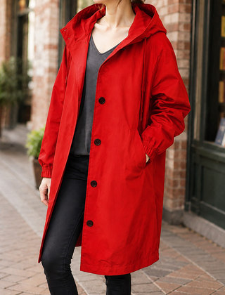 Zelda-Elise Hooded Women's Overcoat - Red
