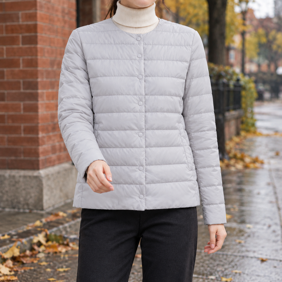 Oriane-Skye Quilted Women's Jacket - Light Grey