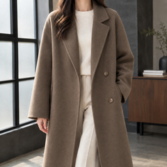 Delia-Grace Double Breasted Women's Coat - Coffee