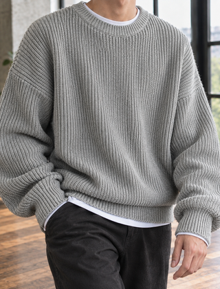 Knox Ribbed Men's Sweater - Grey