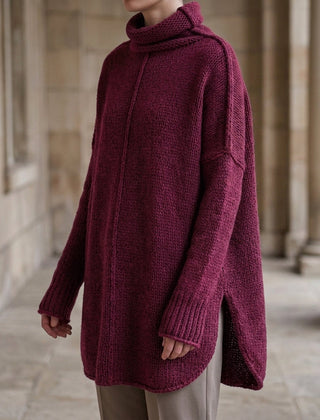 Women’s Cashmere-Blend Stacked-Collar Jumper in Deep Red