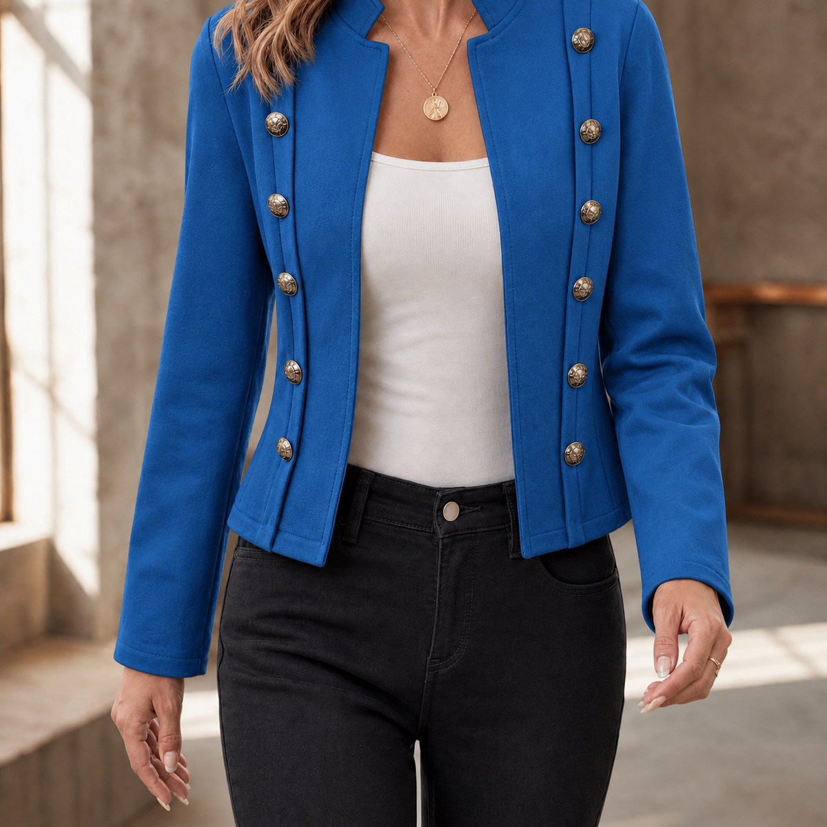 Magdalena-Elise Military Women's Jacket - Blue