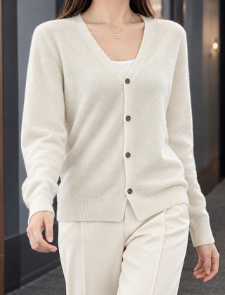 Zelie-Faye V-Neck Women's Cardigan - White