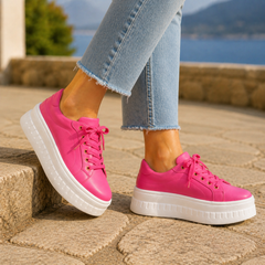 Women’s Lace-Up Chunky Platform Trainers in Pink