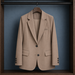 Women’s Two-Button Three-Pocket Tailored Blazer in Khaki