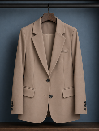 Women’s Two-Button Three-Pocket Tailored Blazer in Khaki