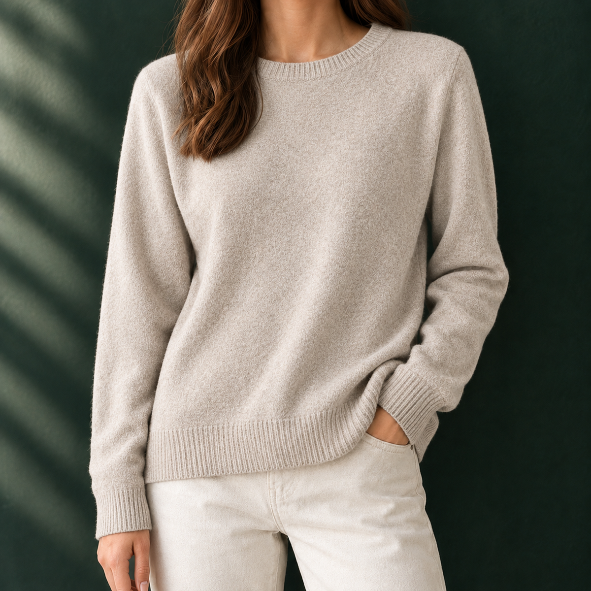Nicole-Pearl Soft Knit Women's Sweater - Oatmeal