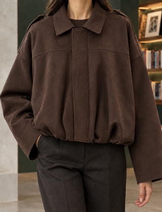 Jocasta-Skye Suede Bomber Women's Jacket - Brown