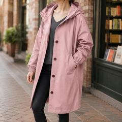 Zelda-Elise Hooded Women's Overcoat - Pink