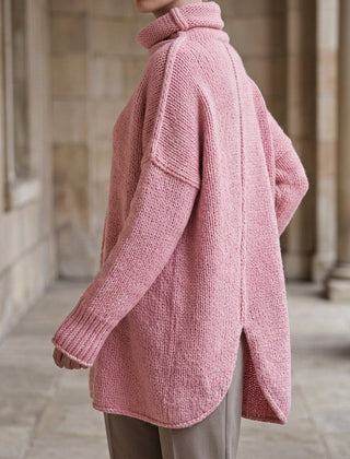 Women’s Cashmere-Blend Stacked-Collar Jumper in Pink