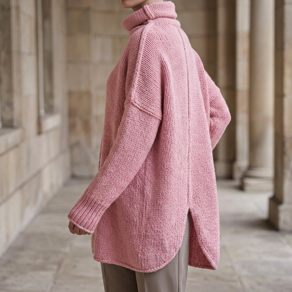 Women’s Cashmere-Blend Stacked-Collar Jumper in Pink