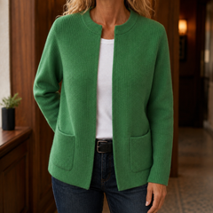 Women’s Ribbed Pocket Detail Cardigan in Green
