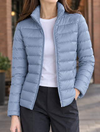 Sibylla Soft Knit Women's Puffer Jacket - Haze Blue