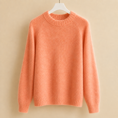 Women’s Brushed Raglan Crew-Neck Jumper in Coral Orange