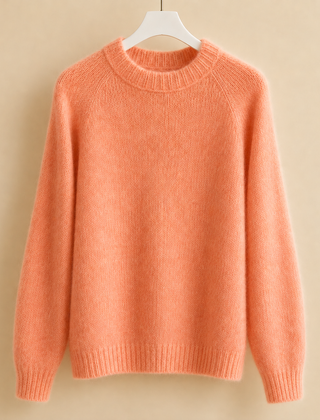 Women’s Brushed Raglan Crew-Neck Jumper in Coral Orange