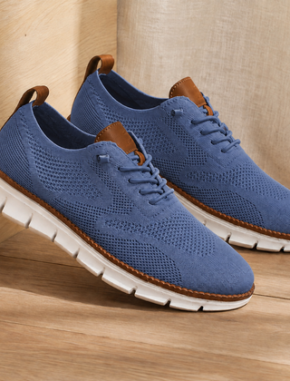 Women’s Knit Elastic-Lace Everyday Trainers in Blue