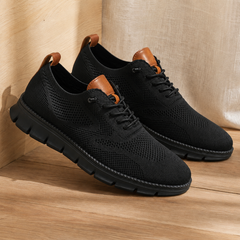 Women’s Knit Elastic-Lace Everyday Trainers in Double Black