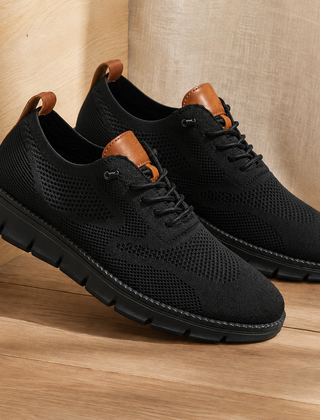 Women’s Knit Elastic-Lace Everyday Trainers in Double Black