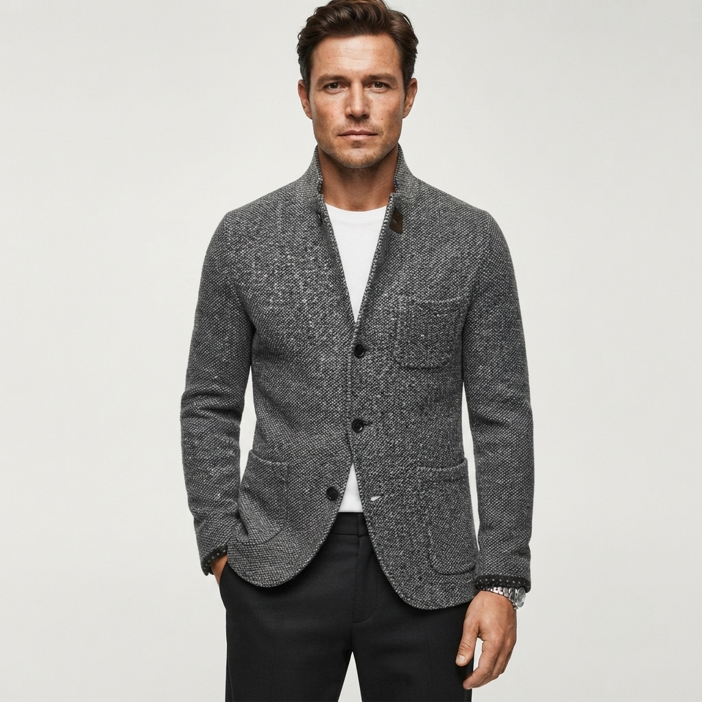 Men’s Retro Wool-Blend Cardigan Jacket