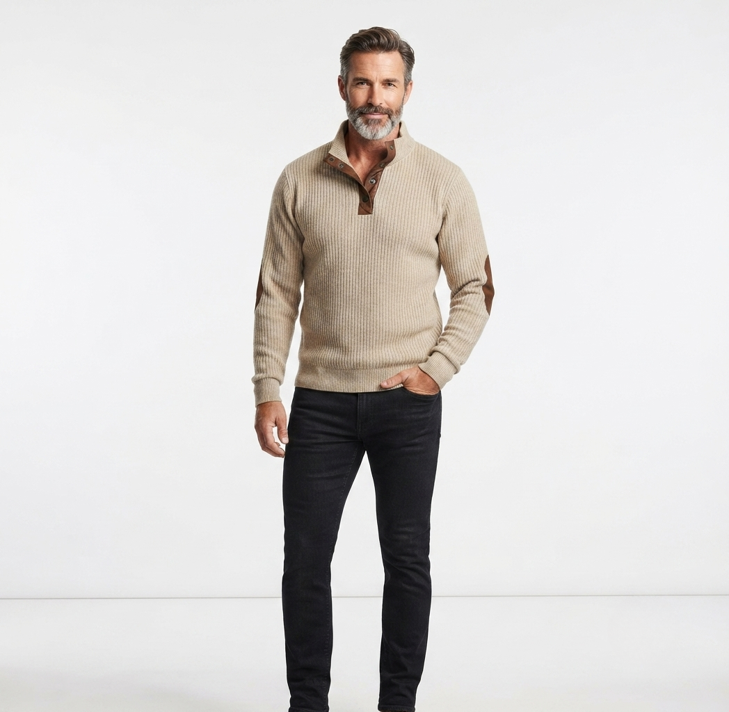 Men’s Corduroy Quarter-Button Sweatshirt