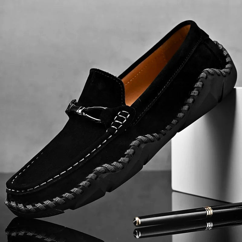 Men’s Suede-Look Buckle Loafers