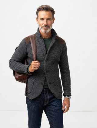 Men’s Chunky Knit Cardigan Blazer