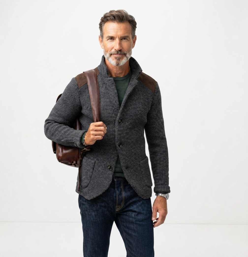 Men’s Chunky Knit Cardigan Blazer