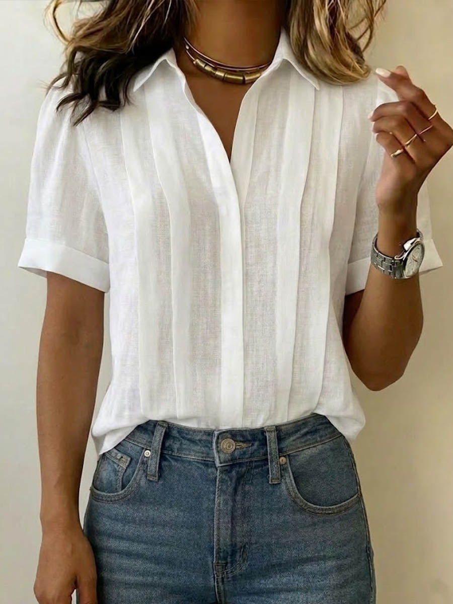 Women’s Pleated Linen Blouse