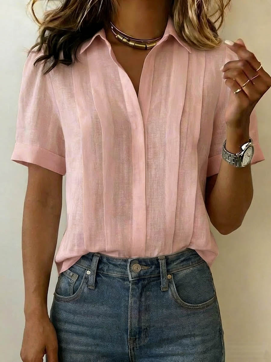 Women’s Pleated Linen Blouse