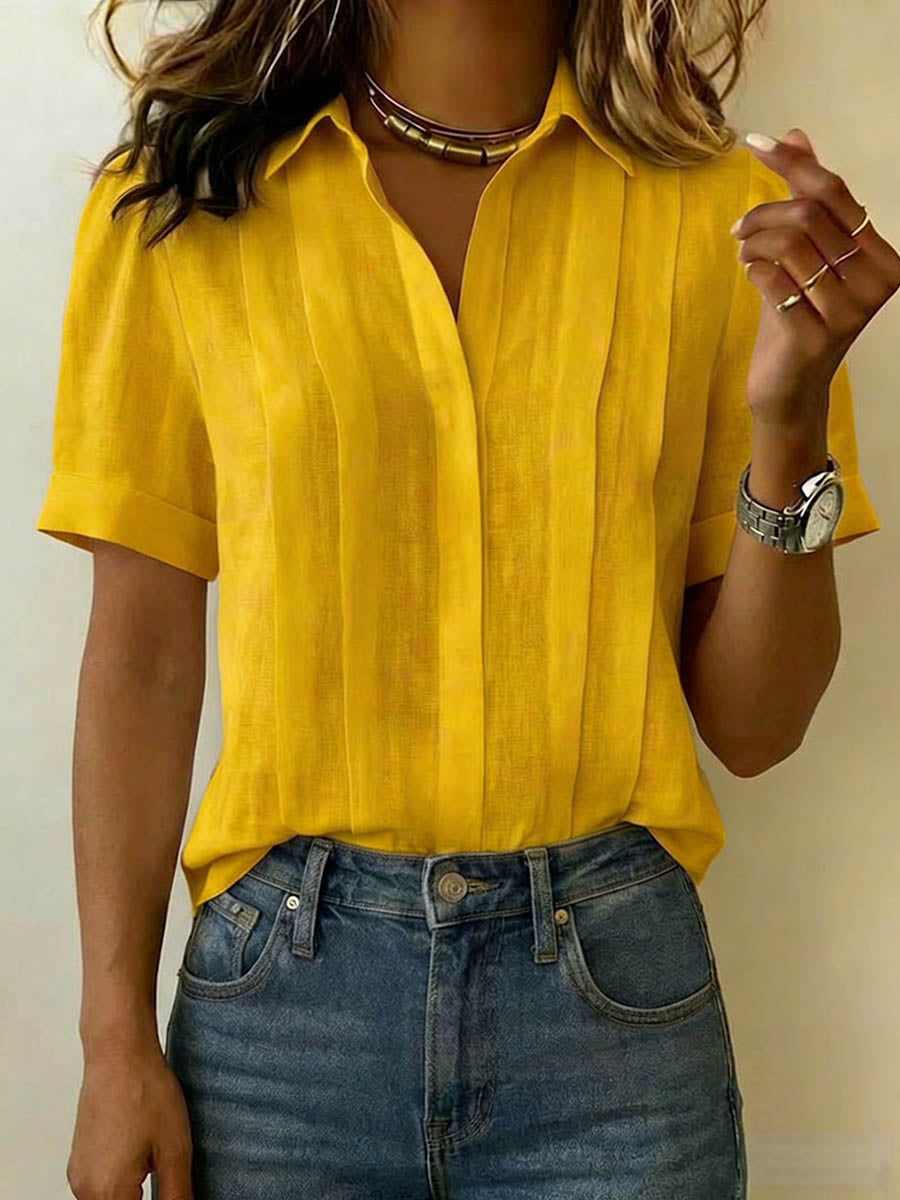Women’s Pleated Linen Blouse